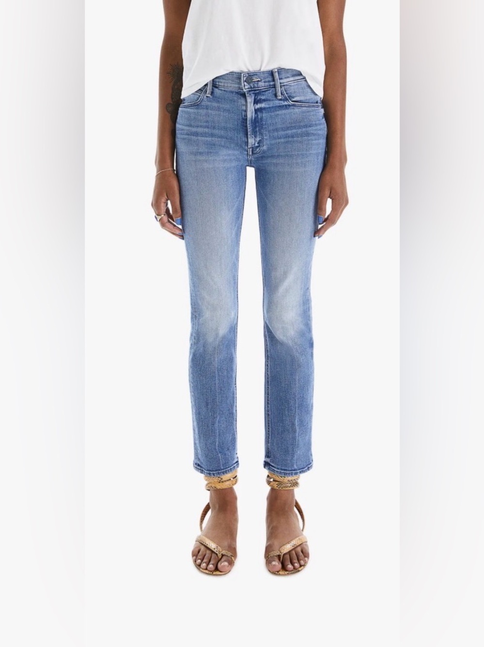 MOTHER Slim Straight Ankle Jeans Faded Blue - The Dazzler- Mid Rise Size 26 - Picture 2 of 6
